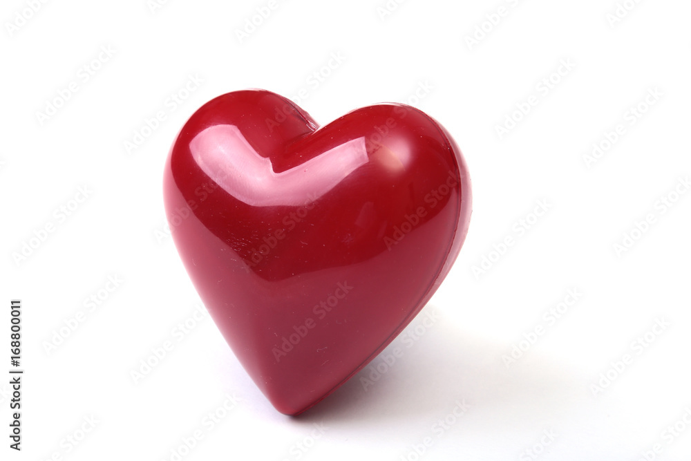red heart isolated on mirror white background.
