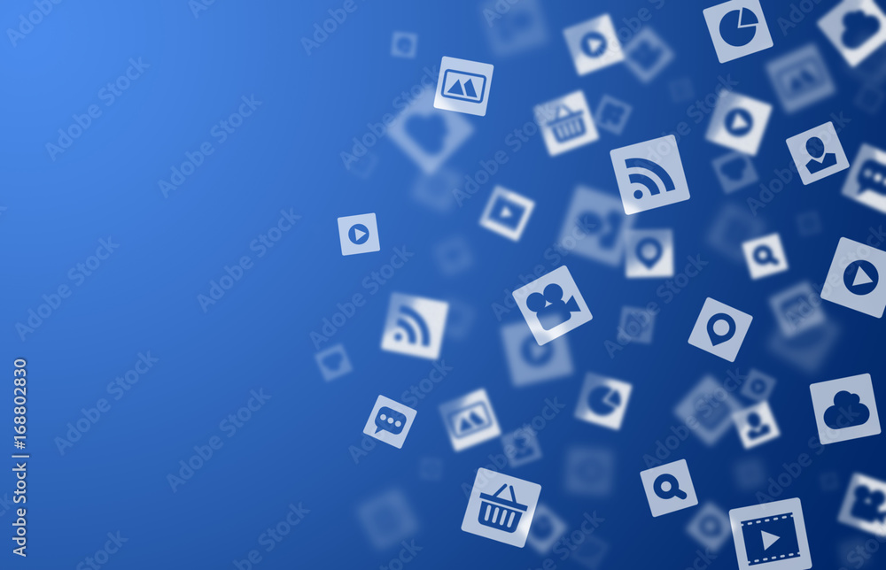 Internet media icons blue background for your design Internet media icons blue background for your design