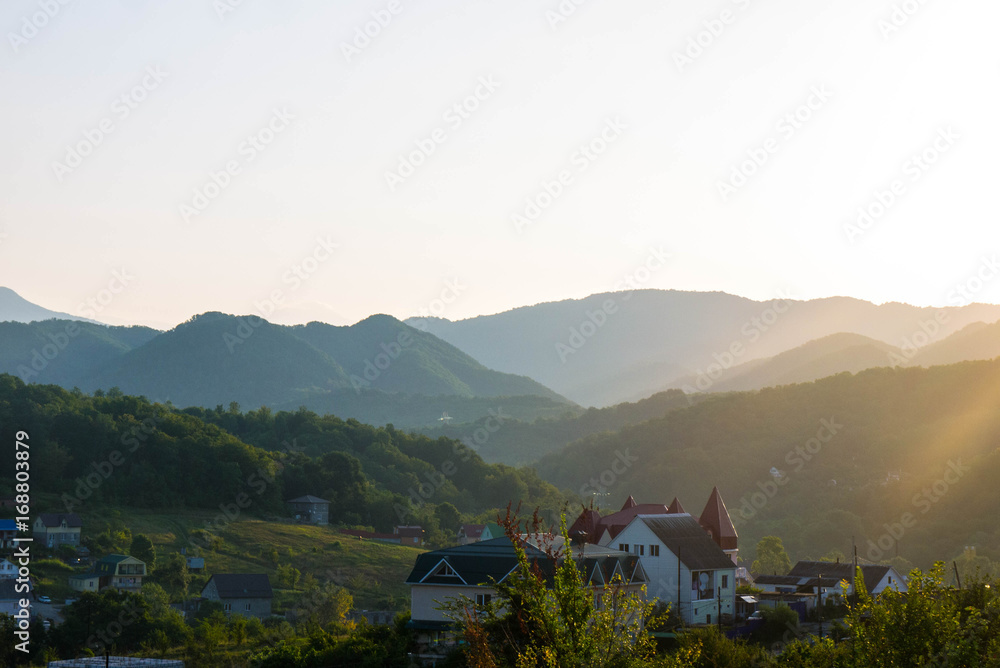 photos of Caucasian mountains at dawn