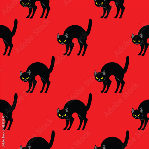 Vector pattern texture black cat on Halloween