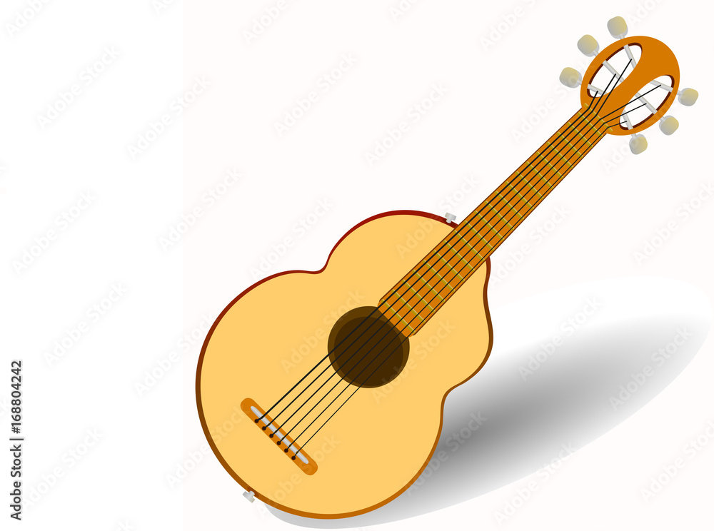 guitar acoustic . The six strings . Vector illustration .