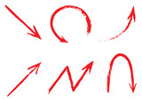 Hand-drawn vector watercolor red arrows