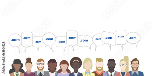 Leute mit Sprechblasen - com Domain