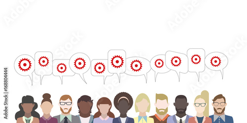 Leute mit Sprechblasen - Zahnrad Optionen
