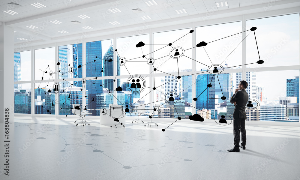 Obraz premium Networking and social communication concept as effective point for modern business