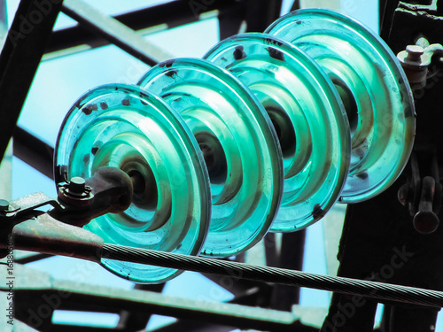 Glass insulators on electric pole