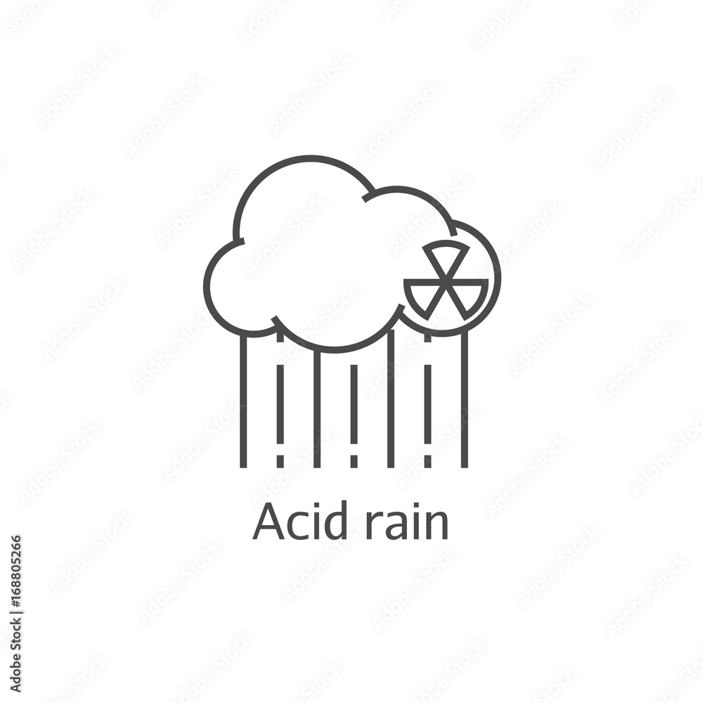 Radioactive cloud and acid rain thin line icon. Dangerous anti-ecological poisonous sediments concept. Radioactive cloud and acid rain thin line icon. Dangerous anti-ecological poisonous sediments concept.