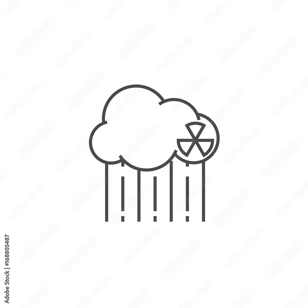 Radioactive cloud and acid rain thin line icon. Dangerous anti-ecological poisonous sediments concept. Radioactive cloud and acid rain thin line icon. Dangerous anti-ecological poisonous sediments concept.