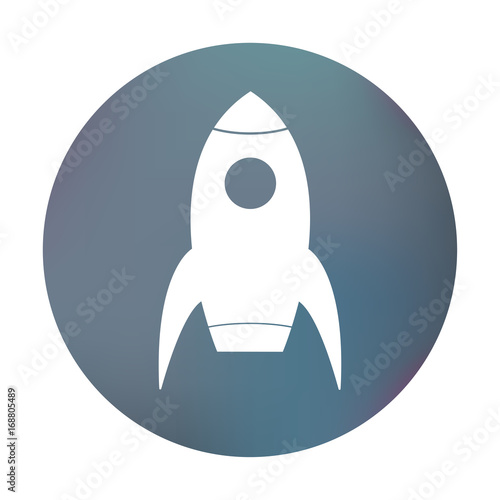 Farbiger Button - stehende Rakete