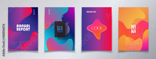 Modern brochure covers set, futuristic design. Abstract Diffuse colored spots dynamic background. Vector template minimalist poster