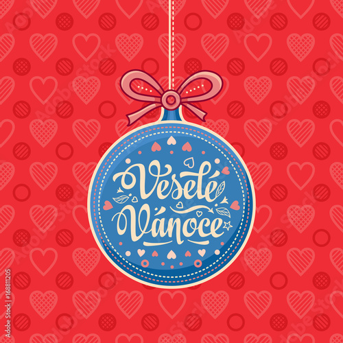 Vesele Vanoce Greeting Card in ball form.