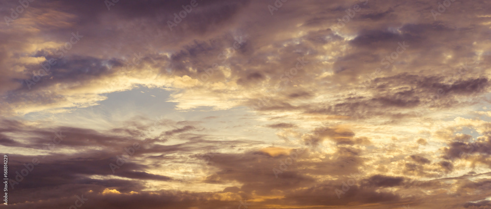 Panorama dramaic sky and cloud vintage tone background cinematic ratio