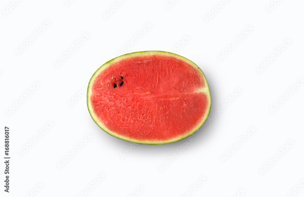 Red watermelon cut in half on white background Red watermelon cut in half on white background