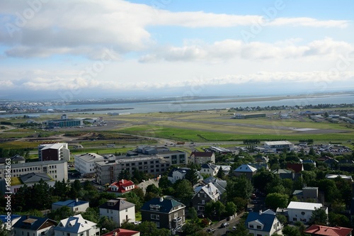 View of the airport from Hallgrimskirkja, Reykjavik, Iceland
