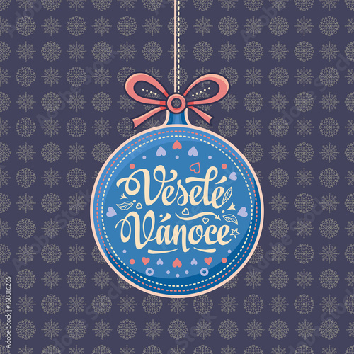 Vesele Vanoce Greeting Card in ball form.