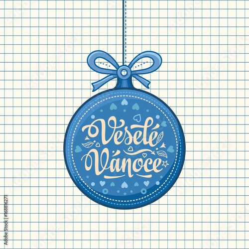 Vesele Vanoce Greeting Card in ball form.