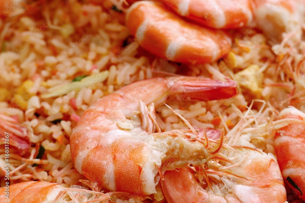 Shrimp fried rice in street food Shrimp fried rice in street food