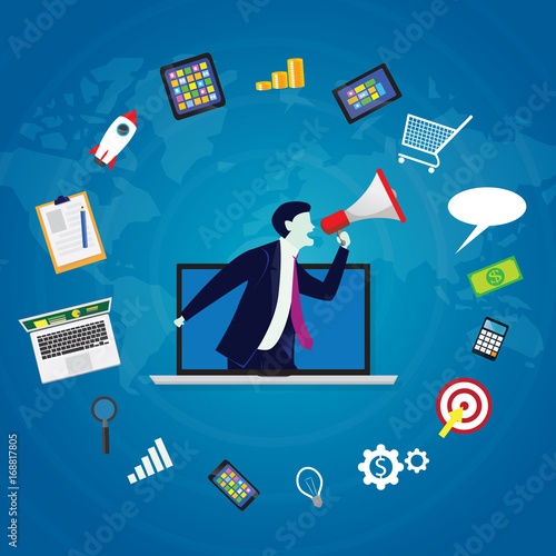 Business Concept. Internet Online Digital Marketing Vector