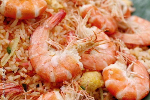 Shrimp fried rice in street food