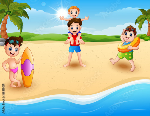 Children vacation at the beach 