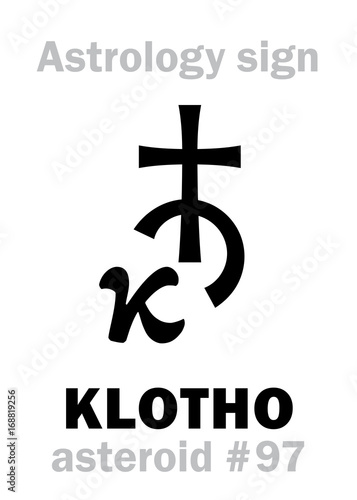 Astrology Alphabet: KLOTHO, asteroid #97. Hieroglyphics character sign (single symbol).
