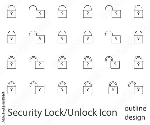 security lock unlock - icon sign symbol set
