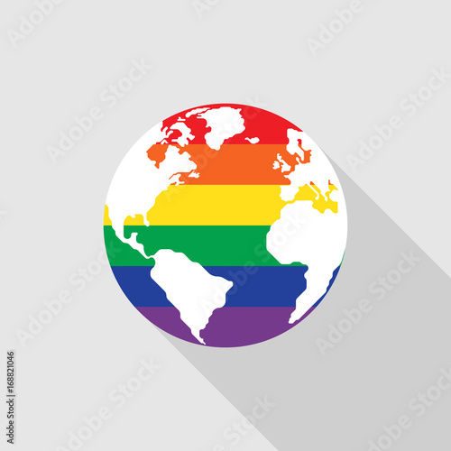LGBT community symbol on world map flat design