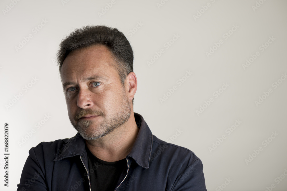 Obraz premium Bearded Adult Male Portrait with Copy Space