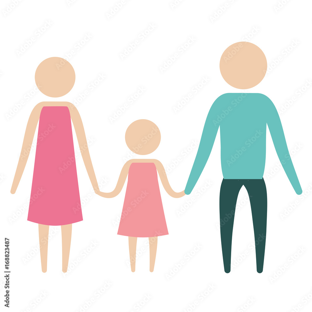 color silhouette pictogram parents with a girl holding hands vector illustration color silhouette pictogram parents with a girl holding hands vector illustration