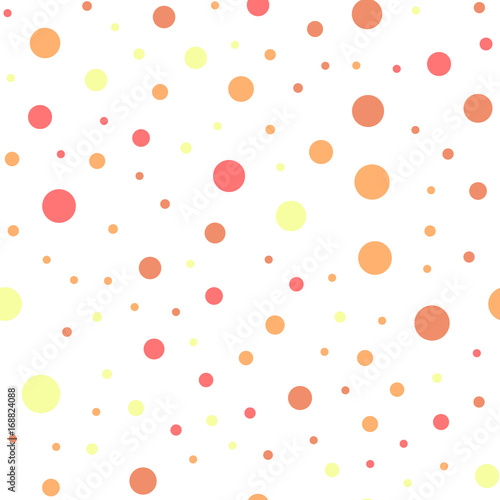 Colorful polka dots seamless pattern on black 21 background. Impressive classic colorful polka dots textile pattern. Seamless scattered confetti fall chaotic decor. Abstract vector illustration.