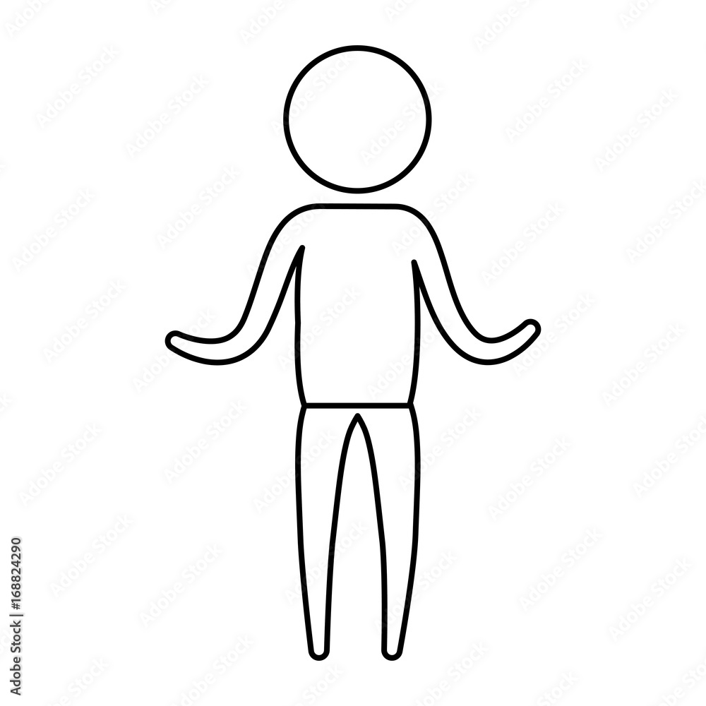 sketch silhouette of pictogram man standing with hands up in clothes vector illustration