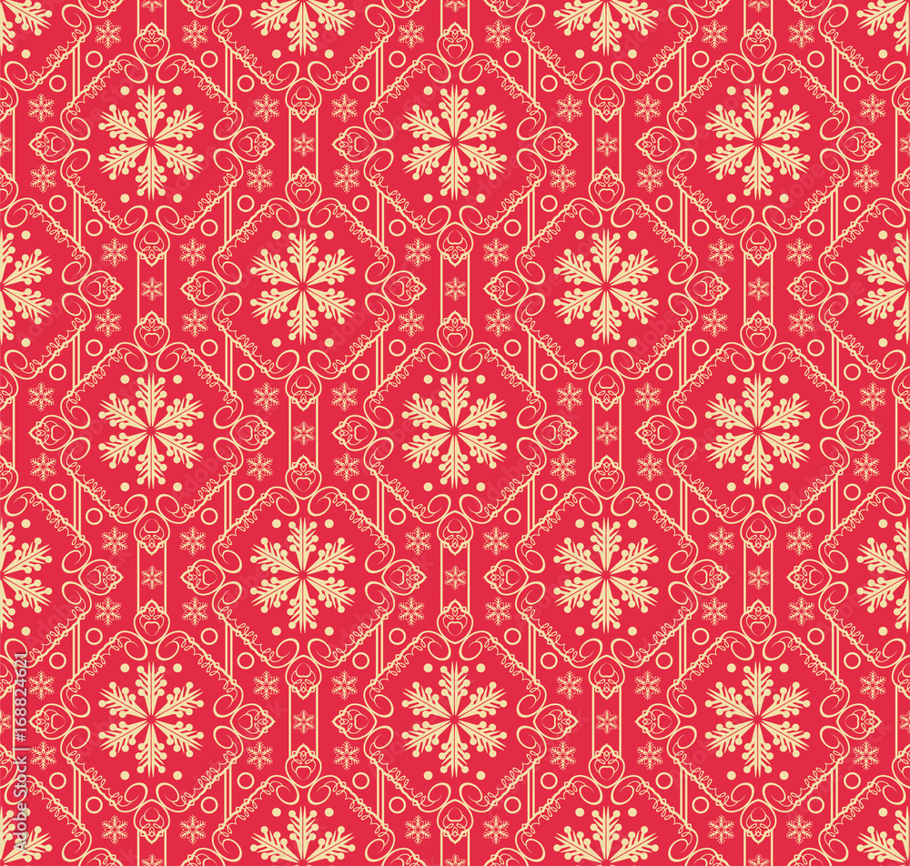 Red Christmas Background Holiday texture: Wallpaper, Seamless Pattern, Vector Image