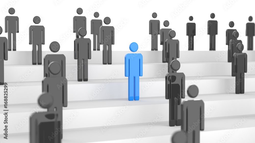Leadership concept, blue and black mans, on white background. 3D Rendering. Leadership concept, blue and black mans, on white background. 3D Rendering.
