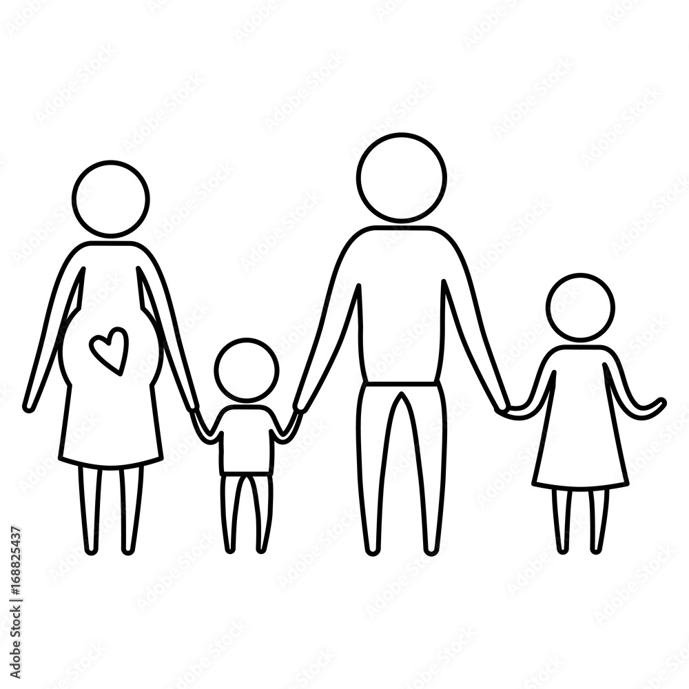 Sketch Silhouette Of Pictogram Parents With Mother Pregnancy And Children Holding Hands Stock Vector Adobe Stock Sketch Silhouette Of Pictogram Parents With Mother Pregnancy And Children Holding Hands Stock Vector Adobe Stock