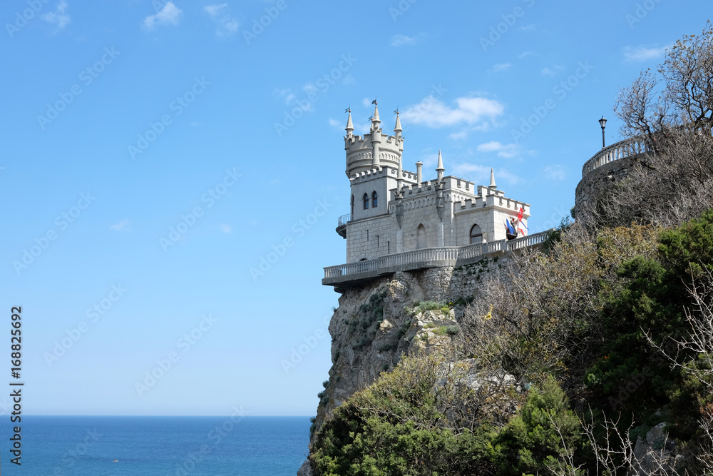 Swallow Nest castle on rock edge on Black Sea
