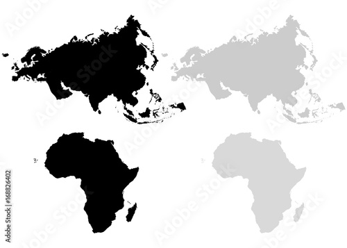 Continents Eurasia and Africa on a white background