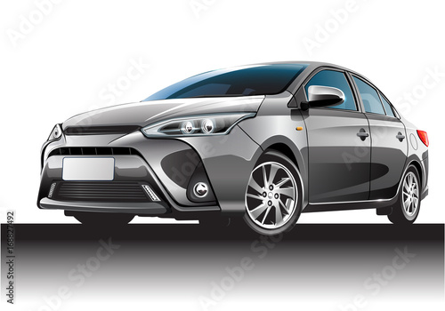 Bronze gray saloon car on white background vector illustration.