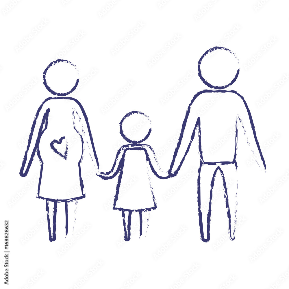 blurred blue silhouette of pictogram parents with mother pregnancy and girl holding hands vector illustration blurred blue silhouette of pictogram parents with mother pregnancy and girl holding hands vector illustration