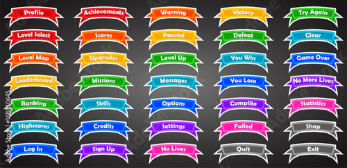 Set of text game banners in flat style