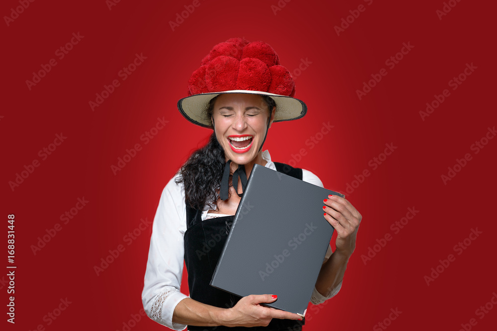 Candid portrait of laughing Black Forest waitress Candid portrait of laughing Black Forest waitress