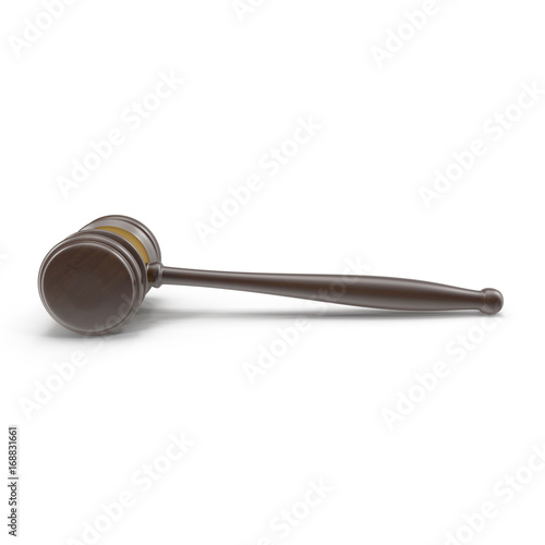 Judges or Auction Gavel isolated on white, 3D illustration