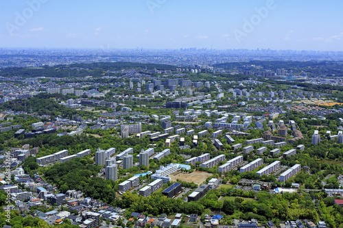 郊外の住宅地／多摩ニュータウン、団地、空撮 photo