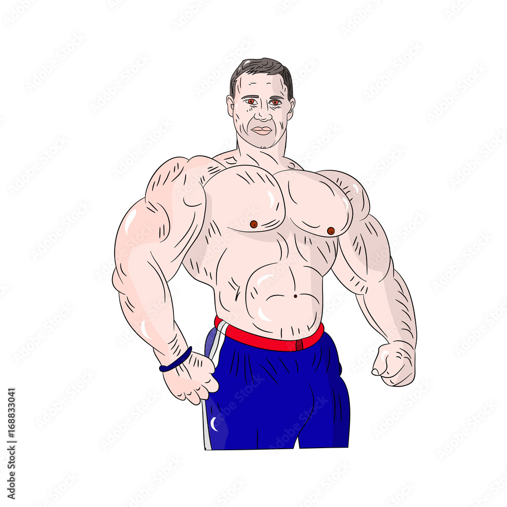 strong man body cartoon