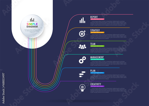 Business data visualization. Process chart. Abstract elements of graph, diagram with 6 steps, Parts or Processes. Business presentation.