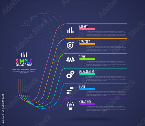Business data visualization. Process chart. Abstract elements of graph, diagram with 6 steps, Parts or Processes. Business presentation.