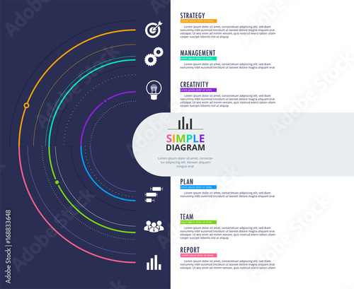 Business data visualization. Process chart. Abstract elements of graph, diagram with 6 steps, Parts or Processes. Business presentation.