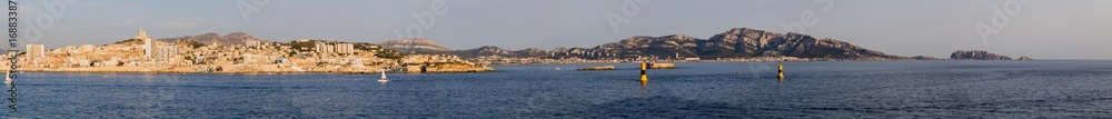 The city of Marseille seen from the boat leaving the port