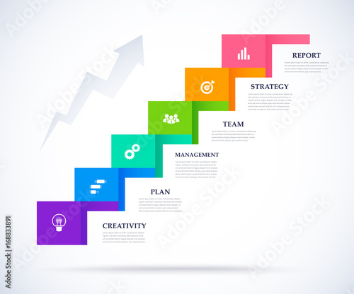 Infographic step up of business successful concept. vector illustration. photo