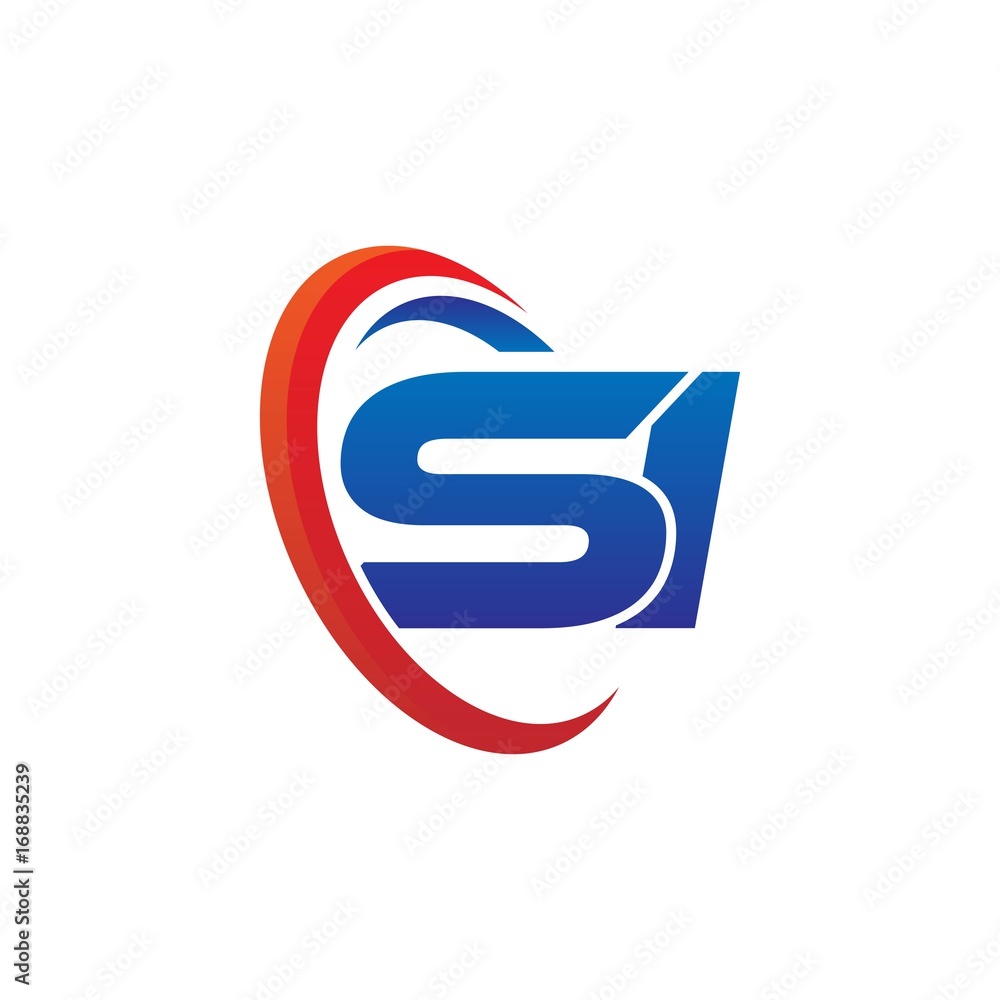 dynamic vector initial letters logo si with circle swoosh red blue dynamic vector initial letters logo si with circle swoosh red blue