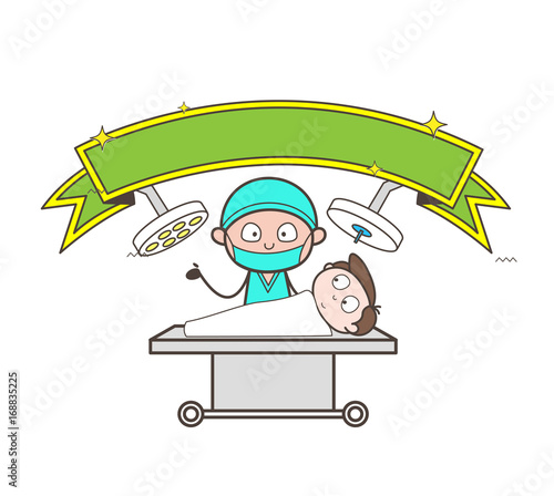 Cartoon Surgeon and Patient in Operation Theater Vector Illustration